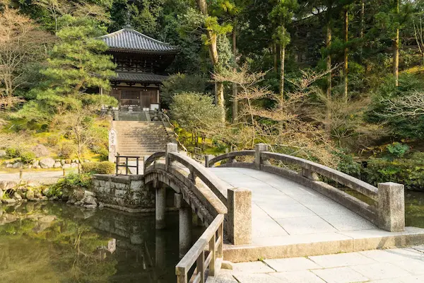 Bridge across pond